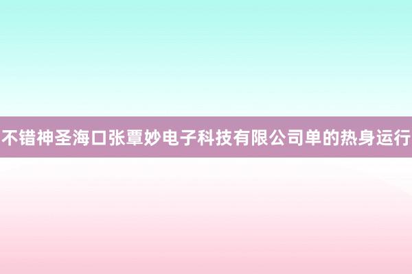 不错神圣海口张覃妙电子科技有限公司单的热身运行
